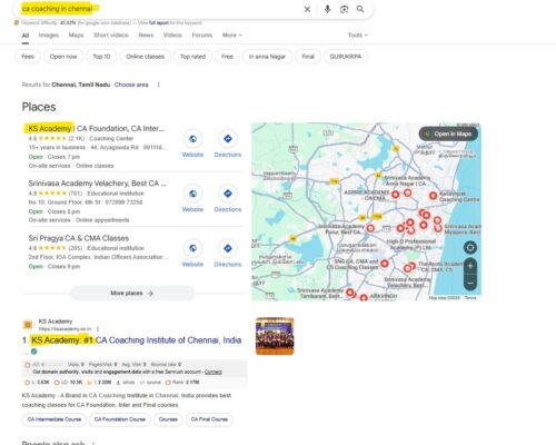 Case Study: KS Academy Chennai – Ranking #1 for Online CA Coaching Across India