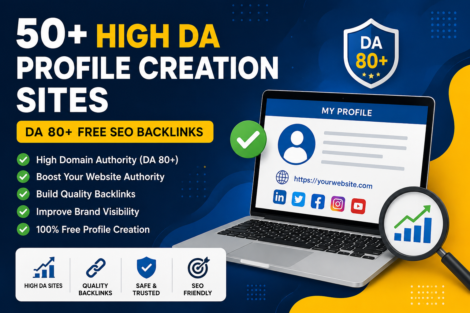 100+ High DA Profile Creation Sites (80+ DA) – Free SEO Backlinks